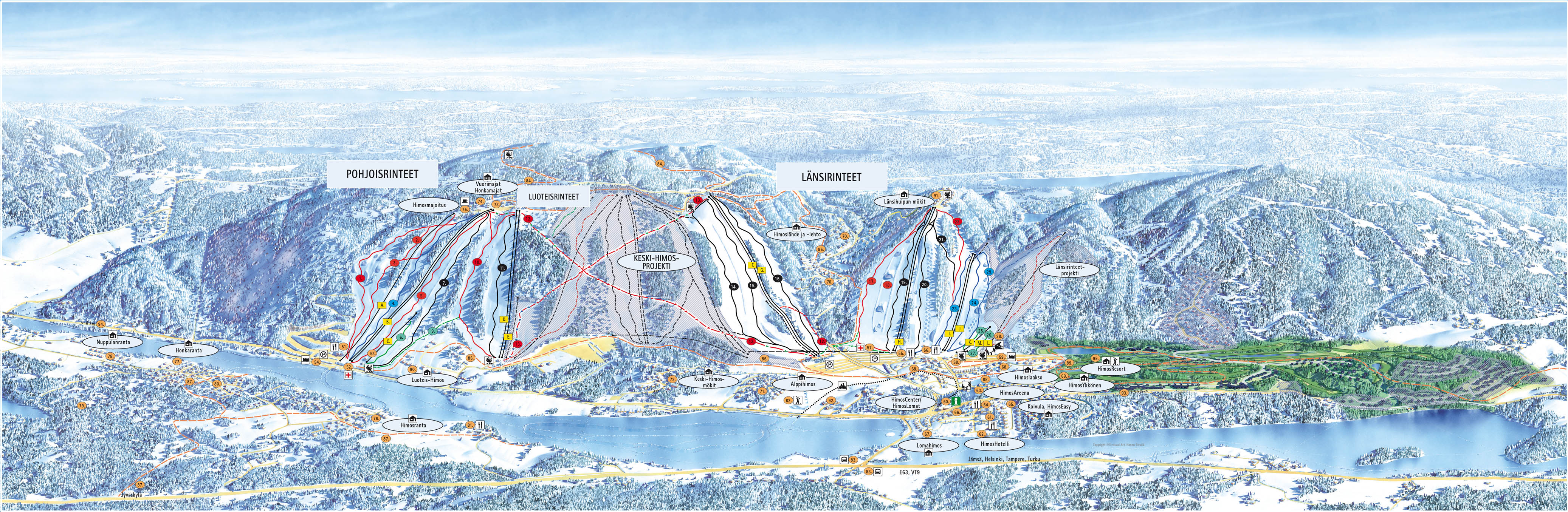 Himos rinnekartta / Himos ski map